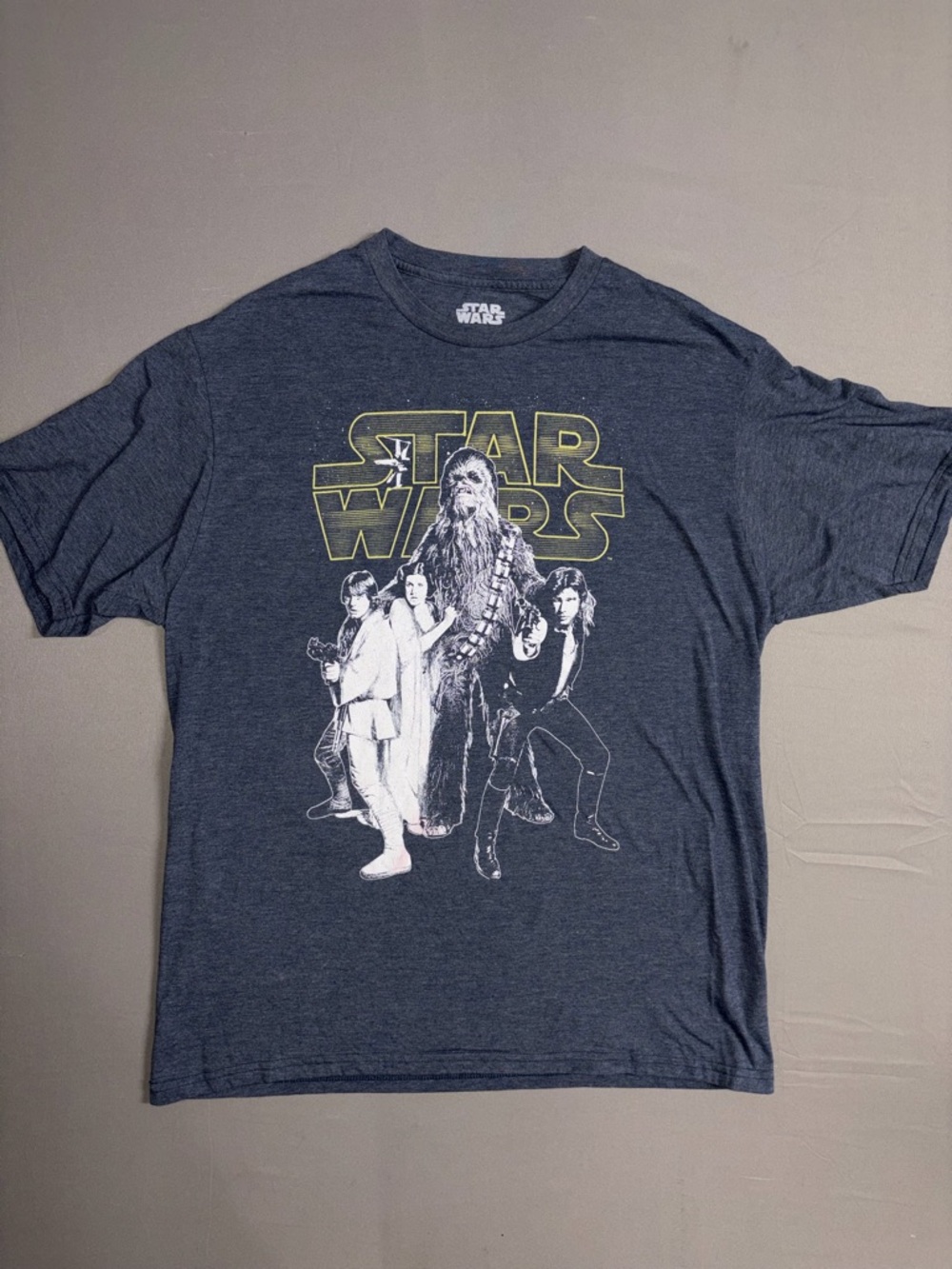 Star Wars Men's Dark Gray Graphic Tee with Yellow Logo
